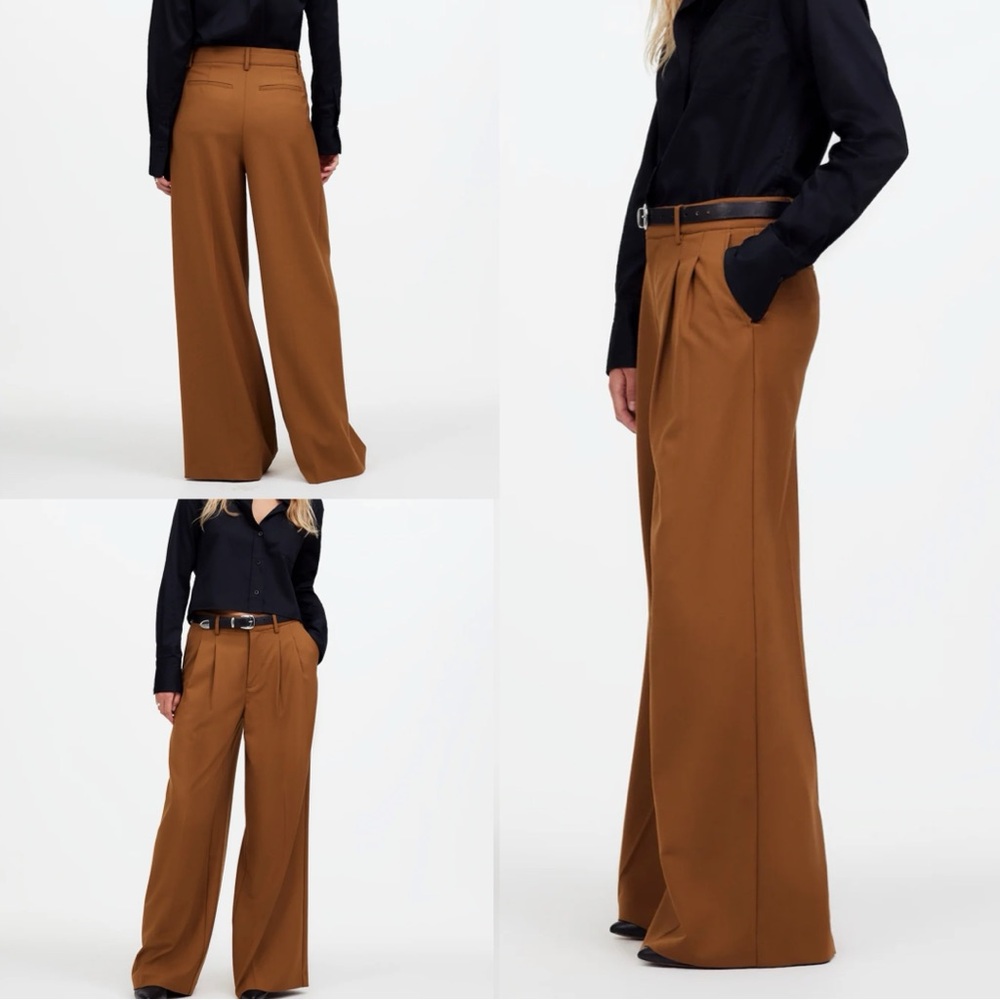 Nwt Madewell The Harlow Super Wide Leg Trouser Wool blend Pleated 0 oversized
